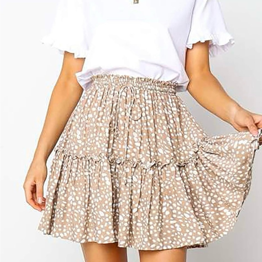 Elegant Tan Polka Dot Skirt